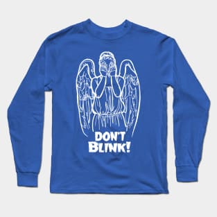 Don't Blink Winking Angel Bad Line Art in White Long Sleeve T-Shirt